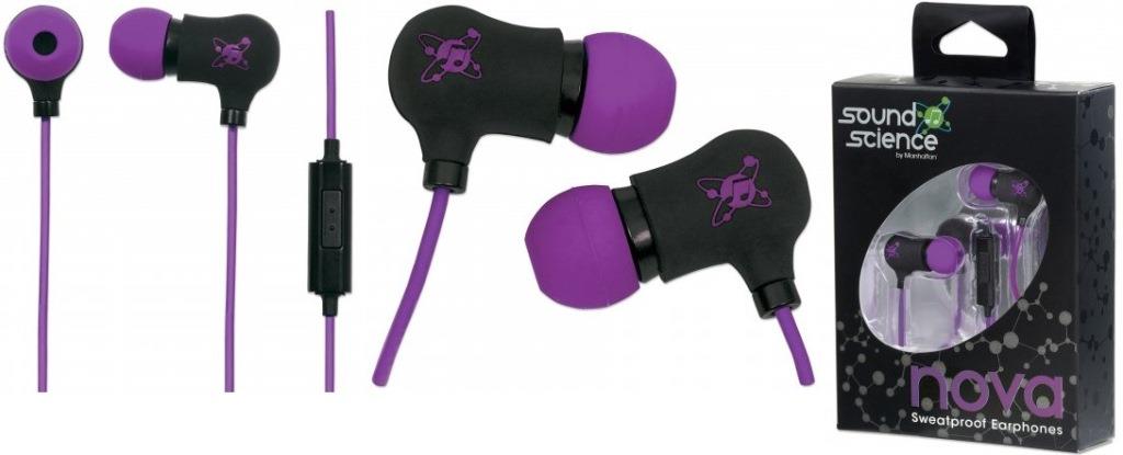 Manhattan Black-Purple Sound Science Nova Sweatproof Earphones
