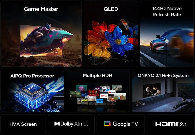 TCL 65-Inch QLED GOOGLE 144HZ LED TV