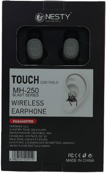 Nesty Blast MH 250 True Bluetooth Wireless Earphones Black